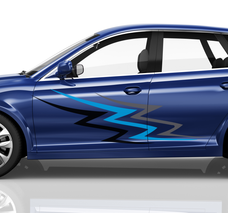 Race car blue and gray Car Sticker - TenStickers