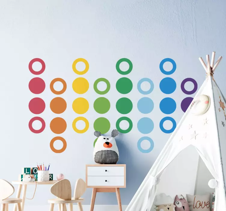 Rainbow colours circles geometric wall sticker - TenStickers