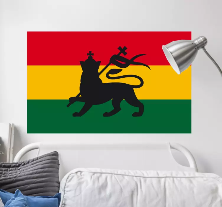 Rasta love flag and lion sticker - TenStickers