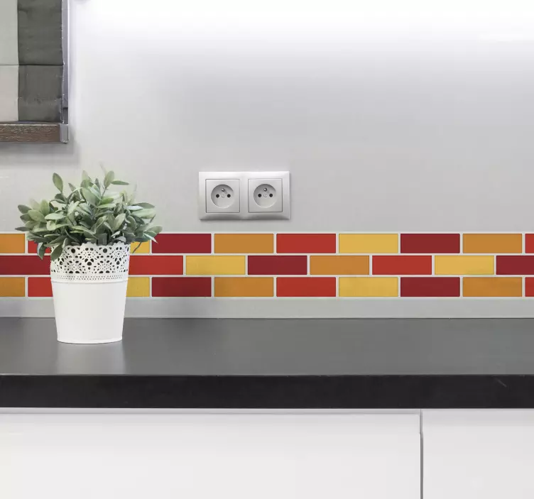red and yellow tiles wall border sticker - TenStickers