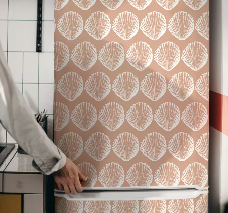 Retro seashell pattern beige fridge sticker - TenStickers