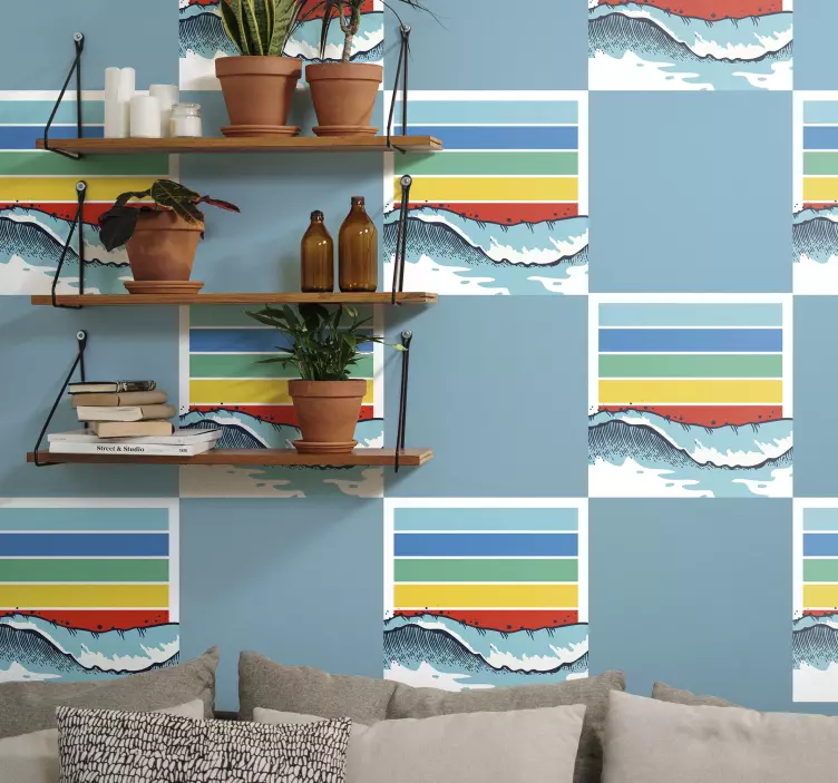 Retro waves tile vinyl sticker - TenStickers