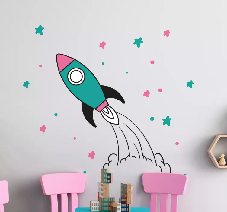 Rocket space wall sticker - TenStickers