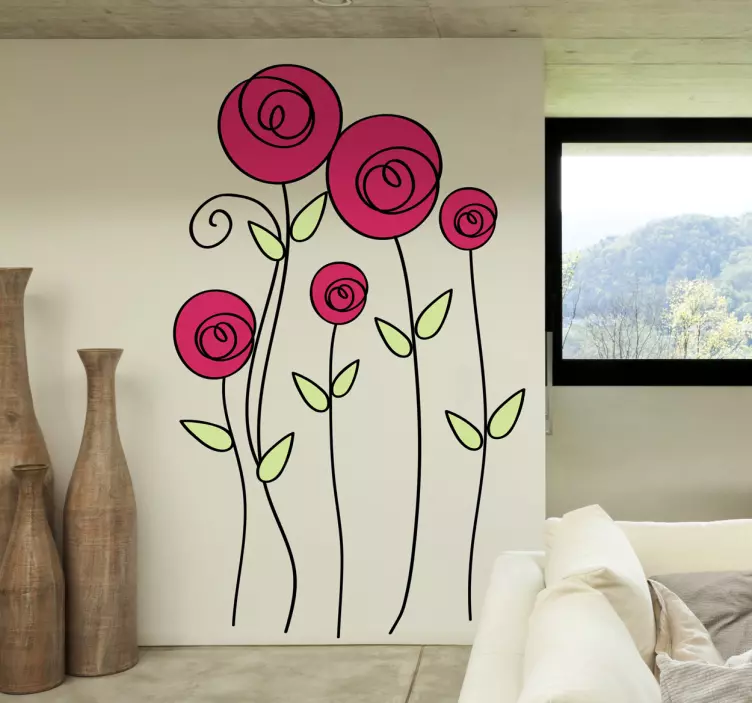 Roses Illustrations Wall Sticker - TenStickers