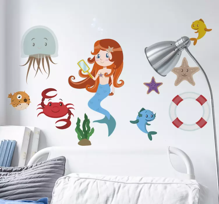 Sailor and Sea Life Objects Stickers - TenStickers