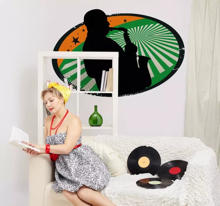 Saxophonist Silhouette Sticker - TenStickers