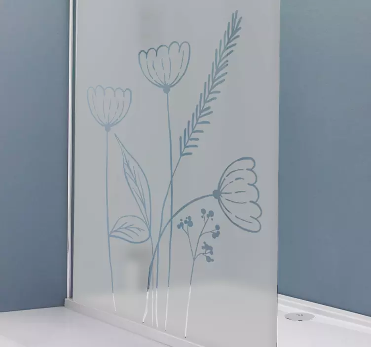 Shower screen sticker floral design decor - TenStickers