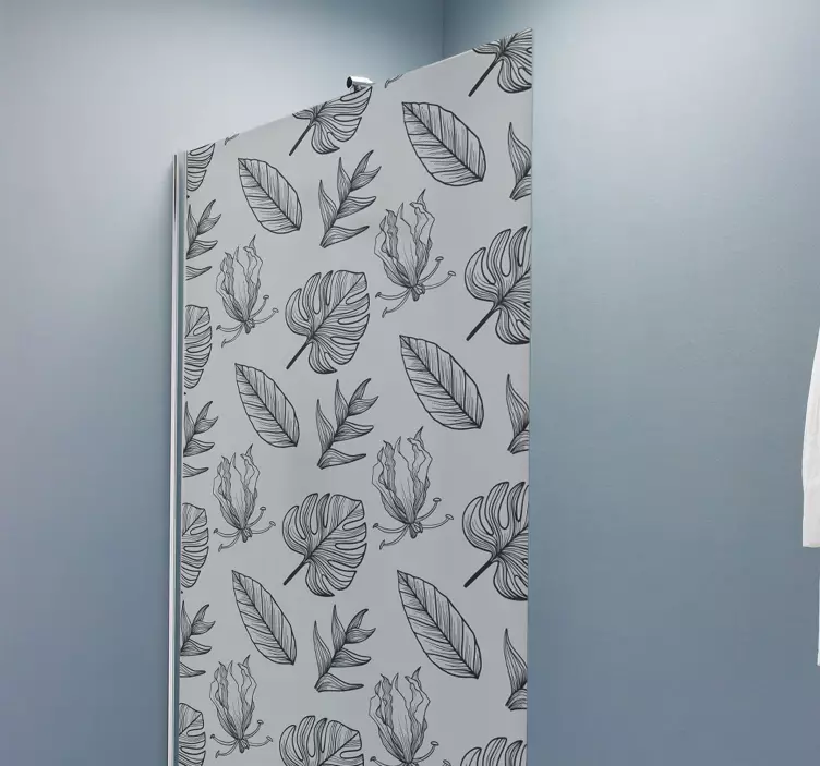Shower screen sticker with stylized botanical designs - TenStickers
