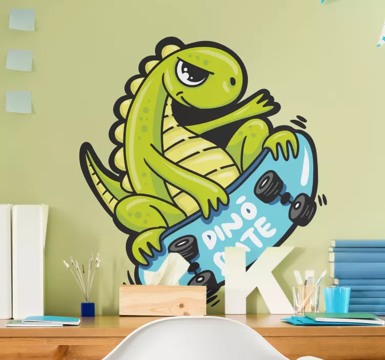 Skateboarding Dinosaur Character wall sticker - TenStickers