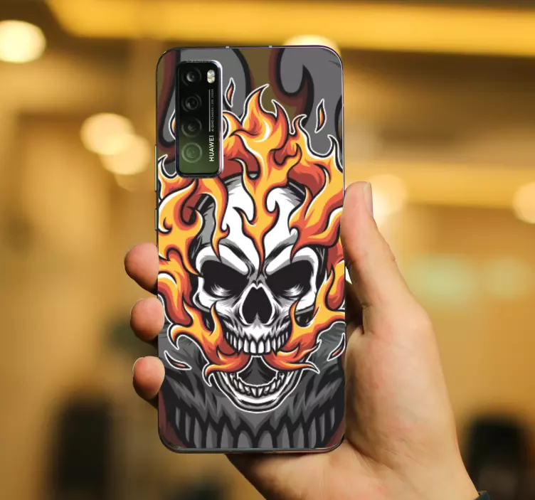 Skull Flame Design huawei sticker - TenStickers