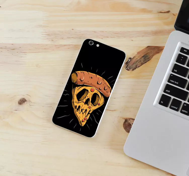Skull Pizza Slice iPhone sticker - TenStickers