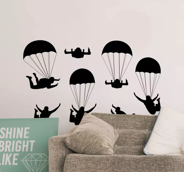 Skydiving Silhouettes Set extreme sports sticker - TenStickers