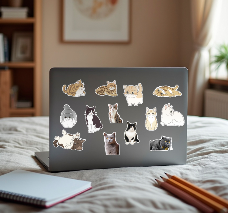 Tiny felines sticker collection Laptop sticker - TenStickers