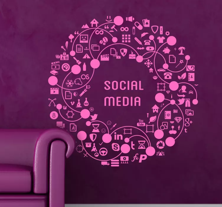 Social Media Wreath Decal - TenStickers