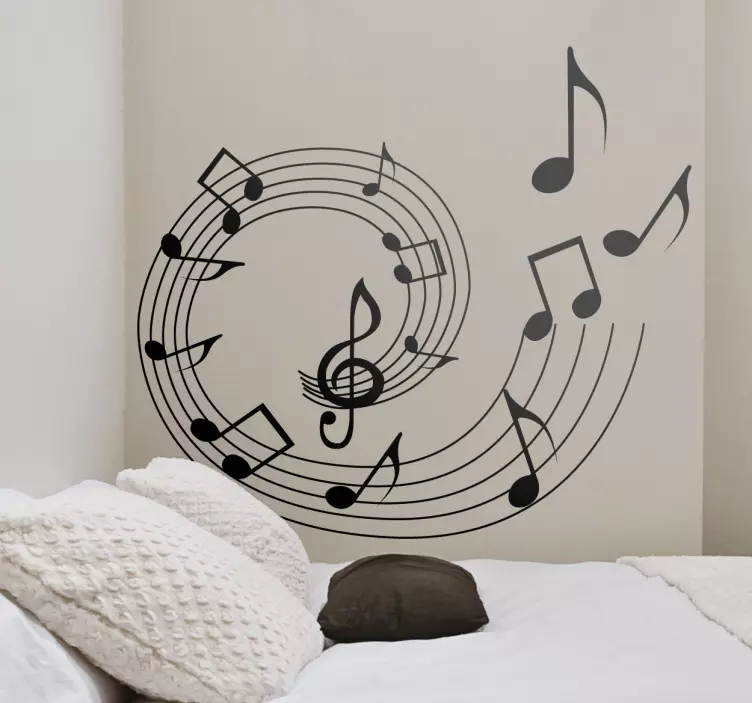 Spiral Musical Notes Wall Sticker - TenStickers