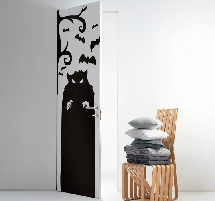 Spooky Cat Silhouette door sticker - TenStickers