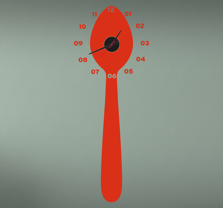 Spoon Clock Sticker for kitchens - TenStickers