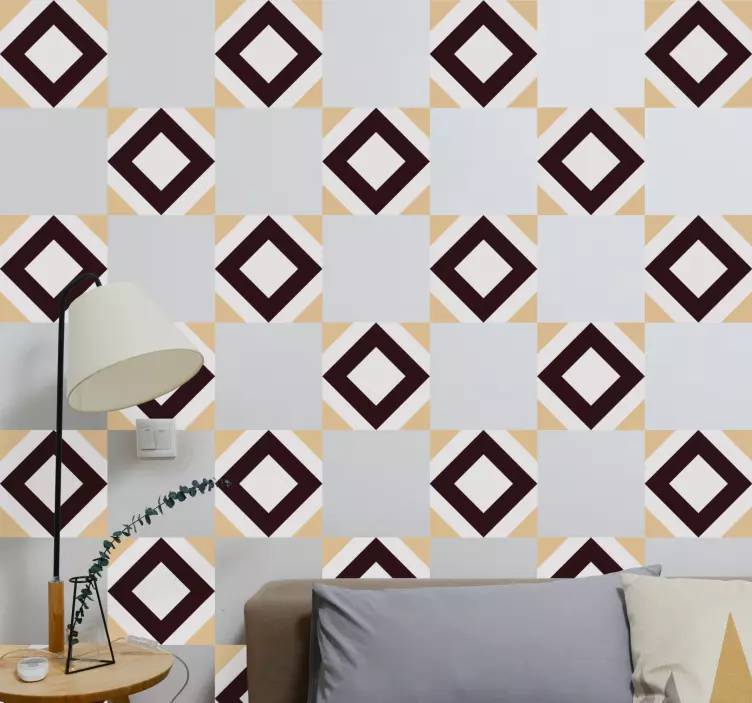 Squared vintage cement pattern tile sticker - TenStickers