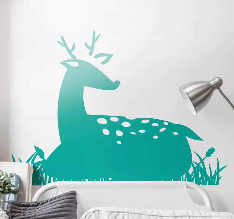 Stag sat in flowers animal wall sticker - TenStickers