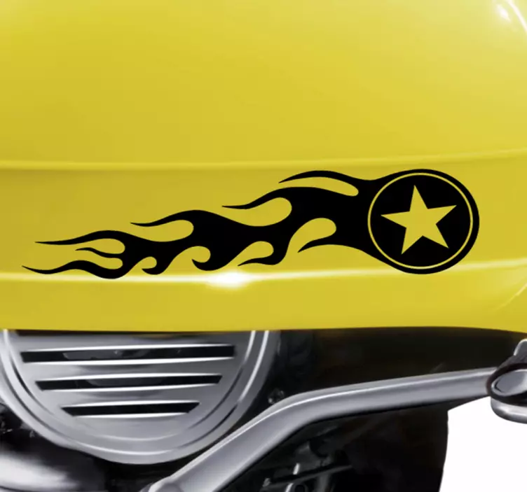 Star on Fire Motorbike Sticker - TenStickers