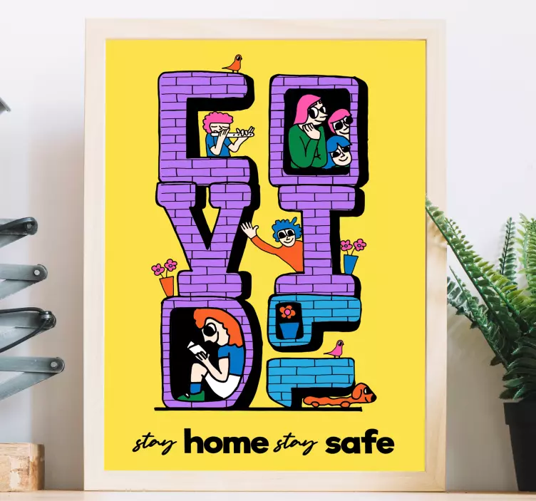 Stay Home Stay Safe text sticker - TenStickers