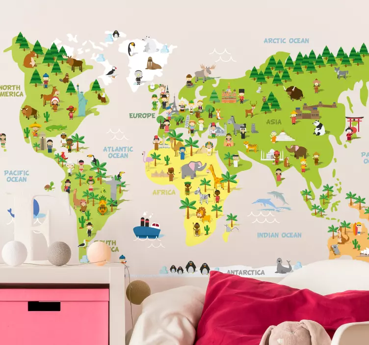 Stereotypes World Map Wall Sticker - TenStickers