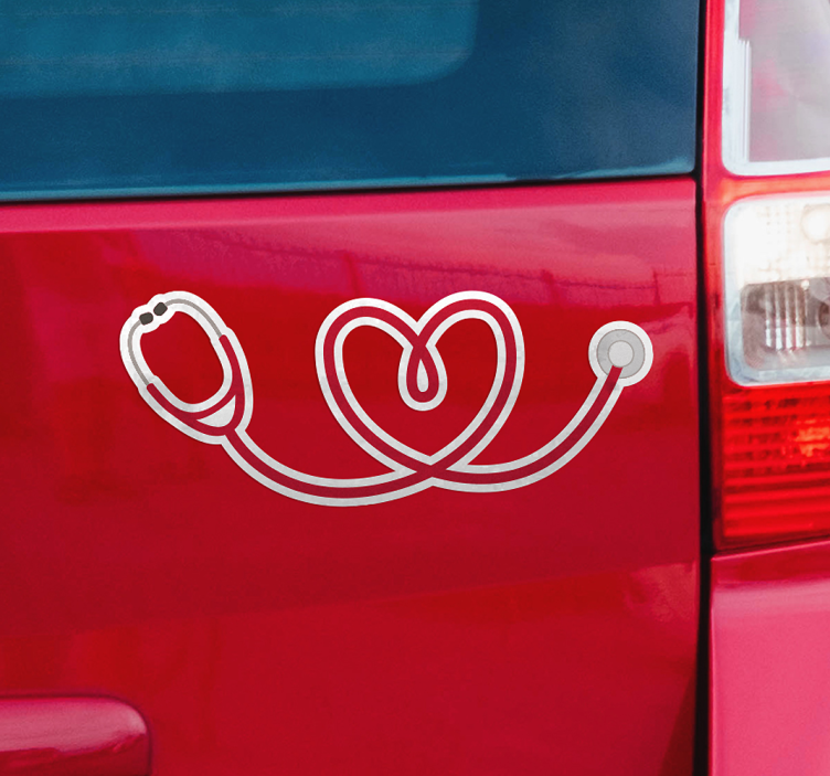 stethoscope heart car sticker - TenStickers