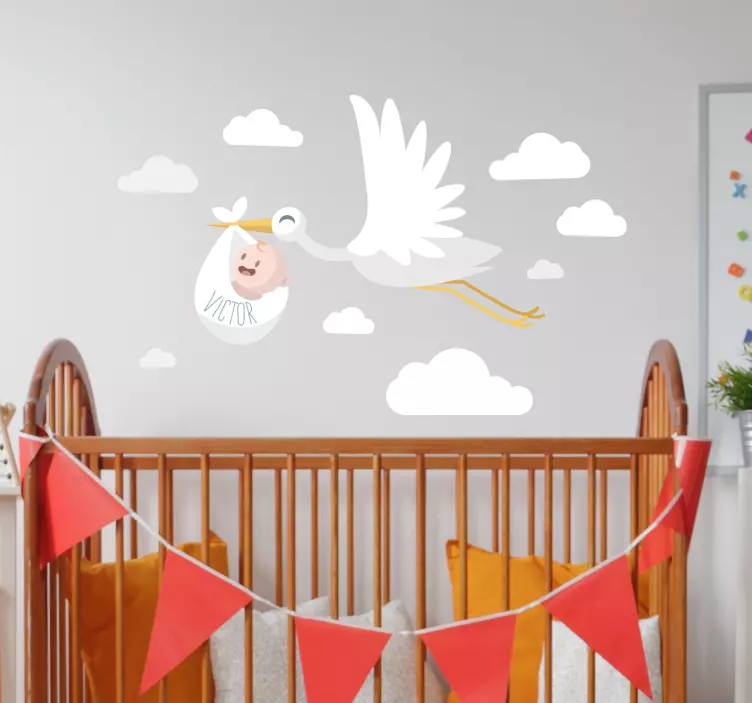 Stork Baby Blanket nursery wall sticker - TenStickers