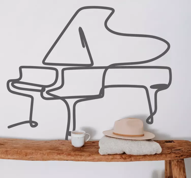 Stylish Piano Silhouette musical wall sticker - TenStickers