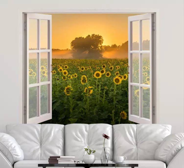 Sunflower Field View Location sticker - TenStickers