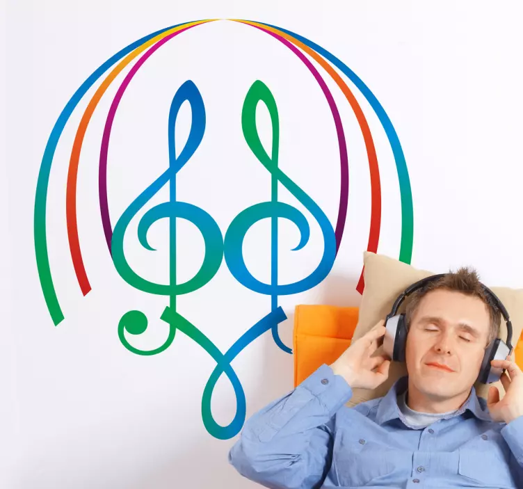 Symmetric Musical Notes Sticker - TenStickers