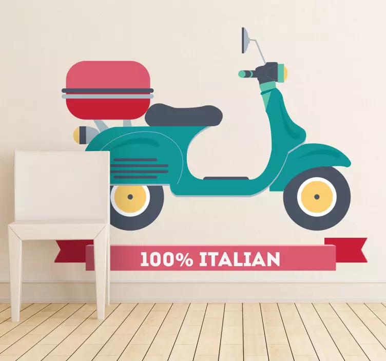 Teal Vespa Scooter Sticker - TenStickers
