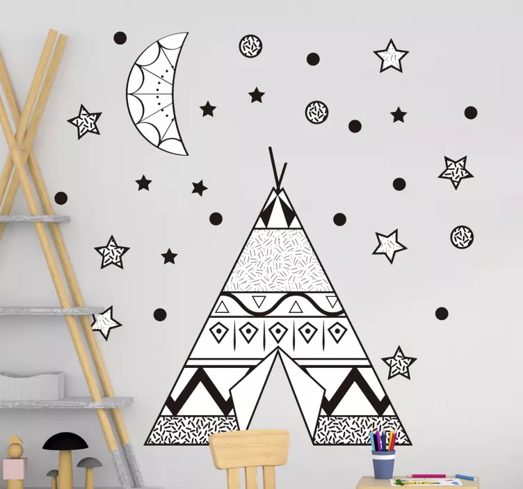 Teepee with stars wall stickers for kid - TenStickers
