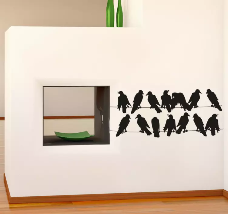 Telephone Line Birds Wall Sticker - TenStickers