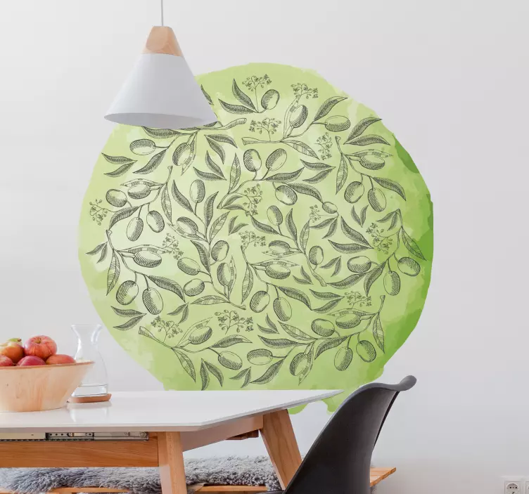 Textured green olive branch food sticker - TenStickers