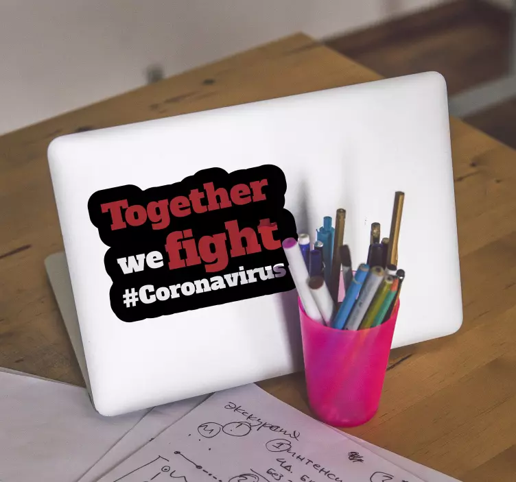 TOGETHER WE FIGHT CORONAVIRUS Laptop sticker - TenStickers