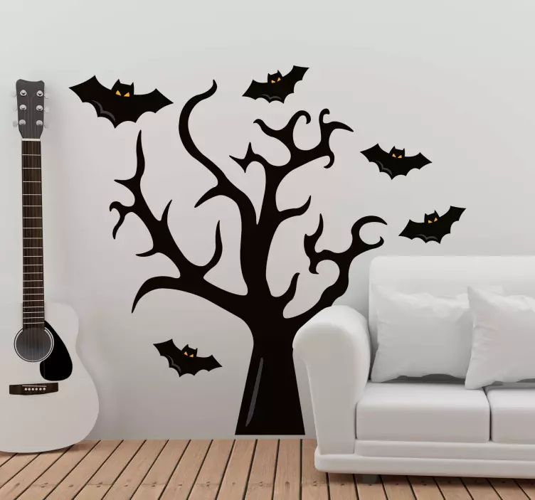 Tree and bats halloween sticker - TenStickers