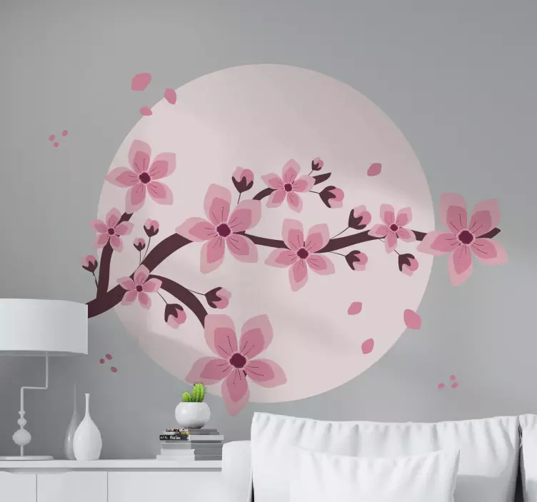 Tree with pink details flower wall sticker - TenStickers