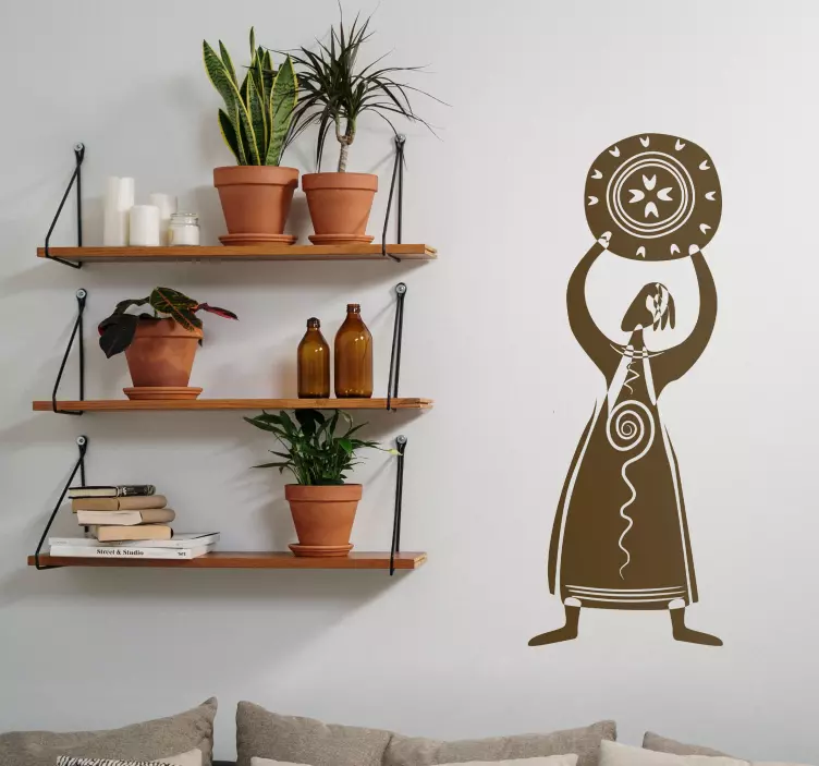 Tribal Woman With Shield Sticker - TenStickers