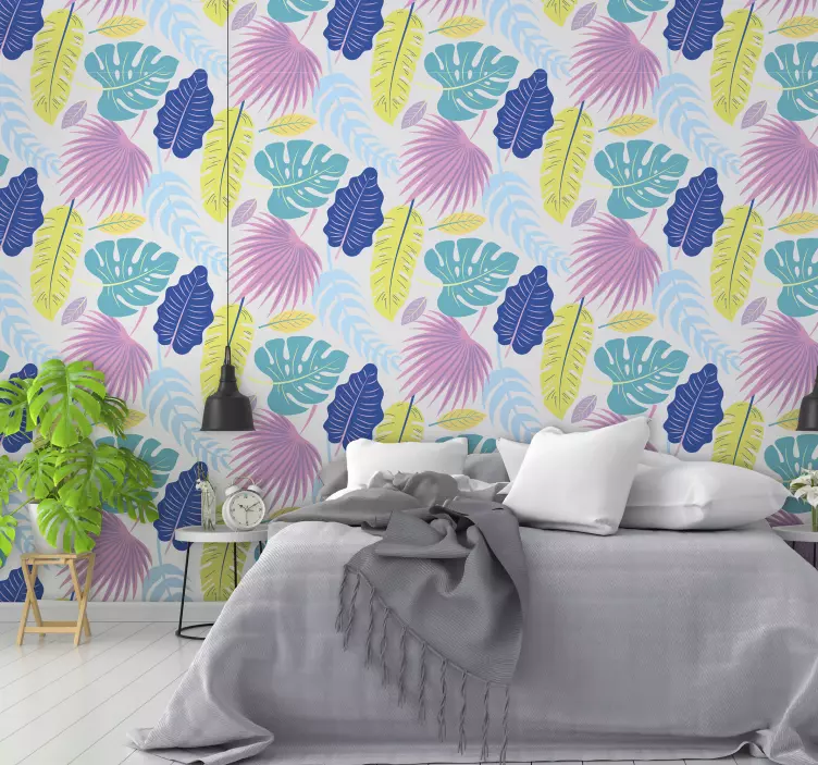 Tropical flowers Wall Mural sticker - TenStickers
