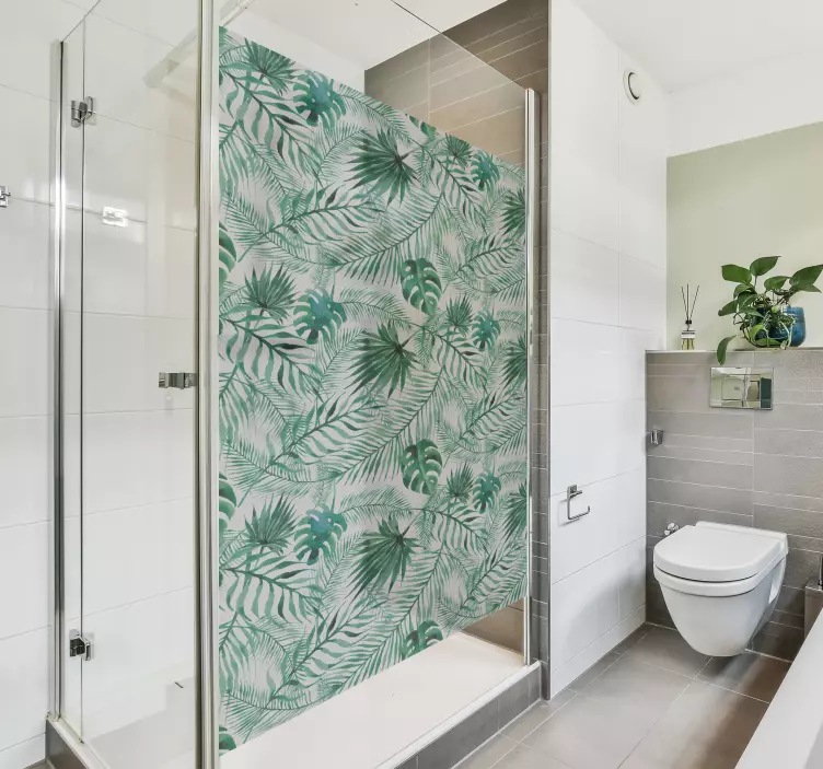 Tropical plants shower screen sticker - TenStickers