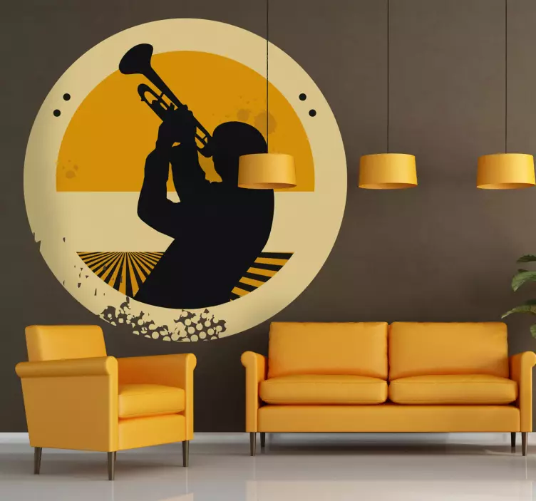 Trumpeter Silhouette Circular Decal - TenStickers
