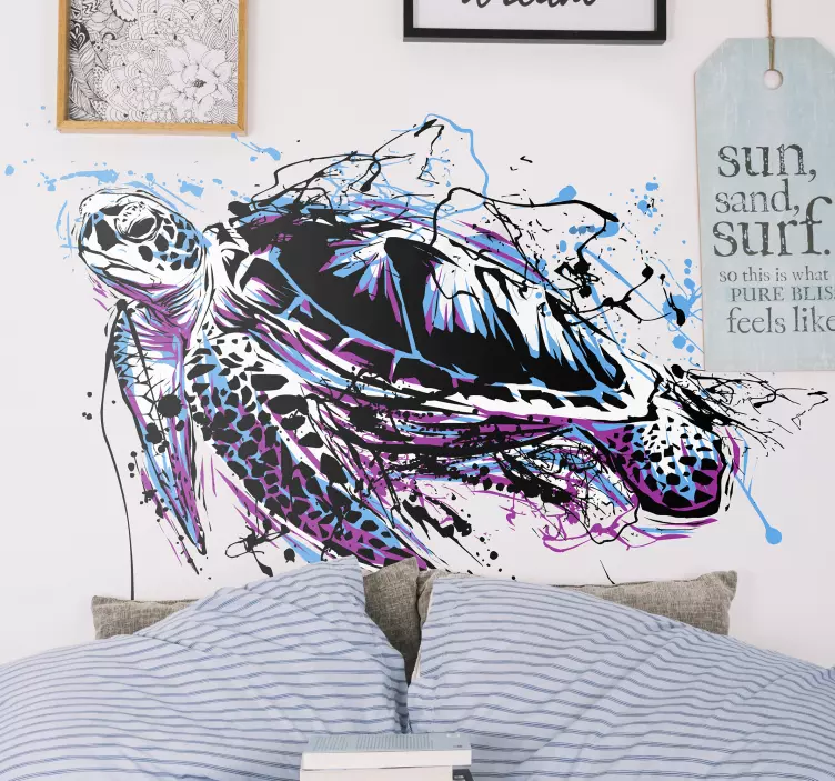 Turtles paint art animal wall sticker - TenStickers