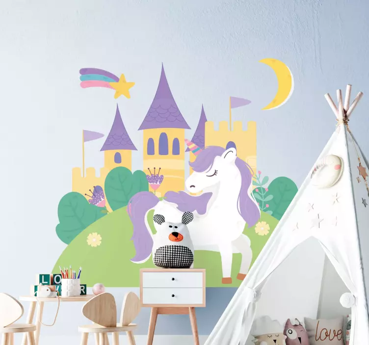 Unicorn Castle Fantasy wall stickers for kid - TenStickers