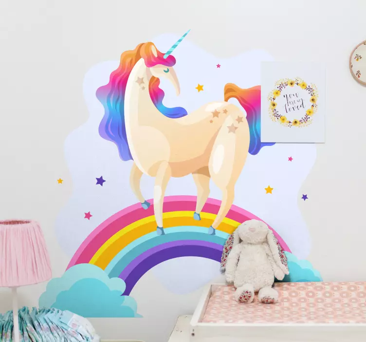 Unicorn rainbow dreamscape wall stickers for kid - TenStickers