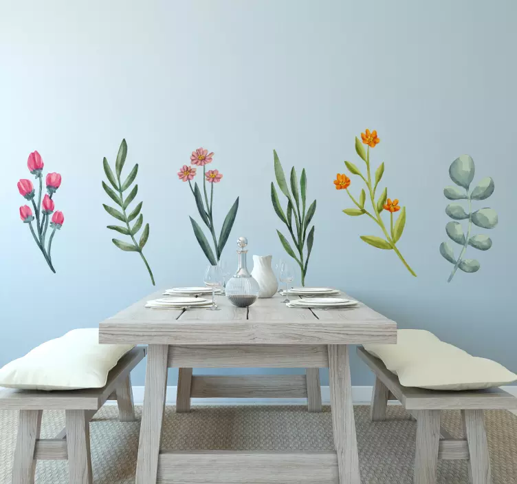 Vibrant Blossom Composition wall sticker - TenStickers