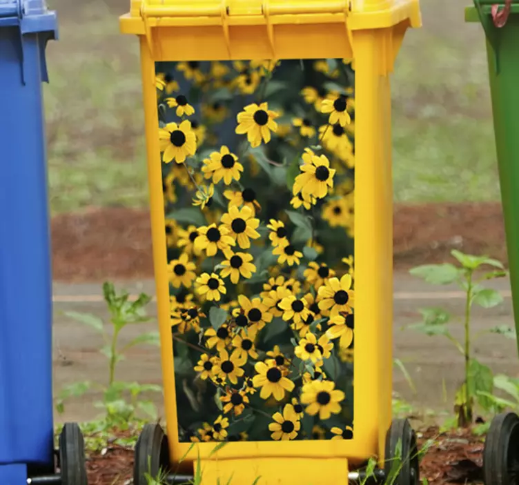 Vibrant Flower Scene recycling decal for bin - TenStickers