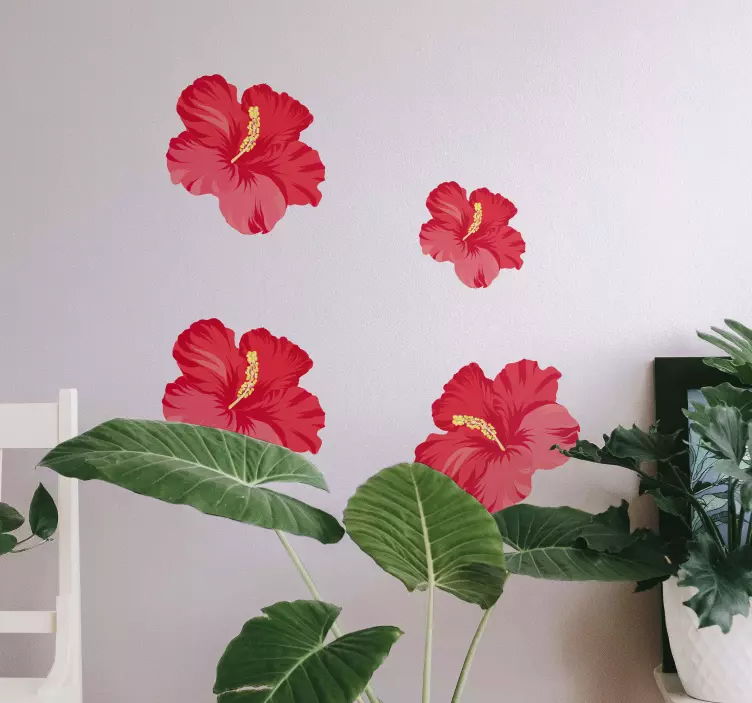 Vibrant hibiscus blossom wall sticker - TenStickers