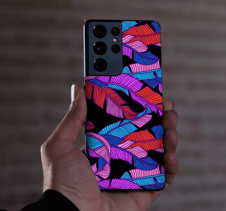 Vibrant Leaf Pattern Samsung stickers - TenStickers