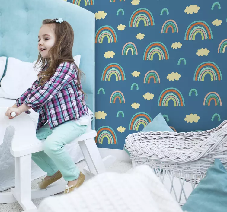 Vibrant rainbow clouds wall stickers for kid - TenStickers